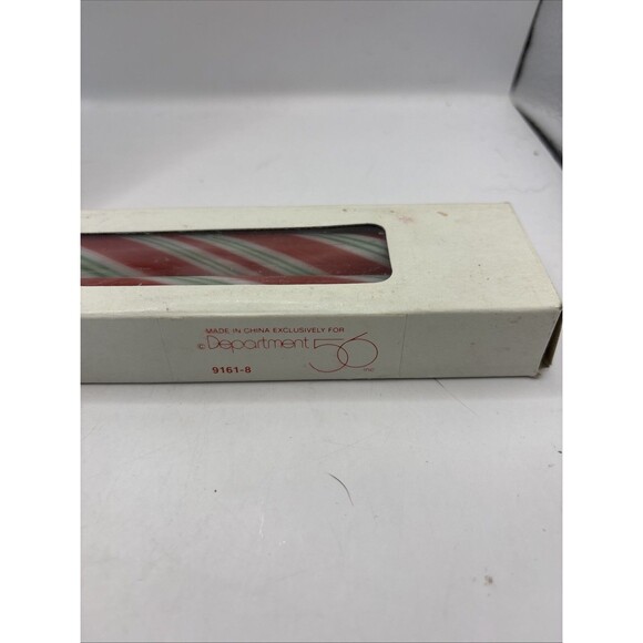 SET (4) Vintage Dept 56 RIBBON CANDY CANE 12”Taper Candle Christmas Holiday NOS - Picture 4 of 5